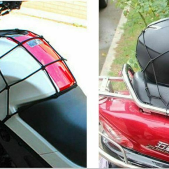 Cargo Net Motorcycle Helmet Mesh Tie Down Bungee Cord Adjustable Black-6 hooks - Picture 2 of 3